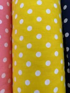 Polka Dot Print Polycotton Fabric Cotton Polyester 1 Yard x 60” Any Color - Picture 1 of 35