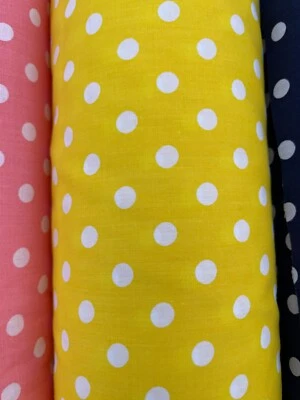 "Tela de polialgodón con estampado de lunares algodón poliéster 1 yarda x 60"" cualquier color" Foto 1 de 4