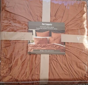 NEW Pier 1 Imports Savannah Ruched KING Duvet Set 2 Standard 2 King Shams - Picture 1 of 2