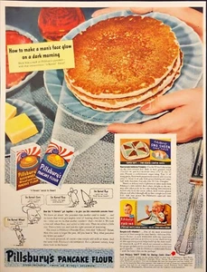 1942 Pillsbury Pancake Flour Stack of Cakes Kernel Corn Cartoon Vintage Print Ad - Picture 1 of 6