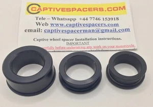 Suzuki GSXR 600 & 750 2011 - 2024 Captive wheel spacers. Anodised Black. - Picture 1 of 4