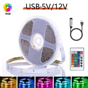 1-15M LED Stripe RGB TV Backlight Leiste Streifen 5050 USB Licht Band SMD 5V 12V - Picture 1 of 18