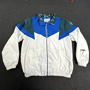 Perry Ellis Portfolio Windbreaker Green White Blue  Pockets Sailing Men's Size M - Picture 1 of 11