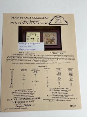 Homespun Elegance Timely Summer  Clock Cross Stitch Pattern - Image 1 of 4