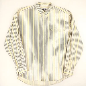 DOCKERS Vtg 90s White Gold Gray Striped Btn Shirt Men's L - Picture 1 of 8