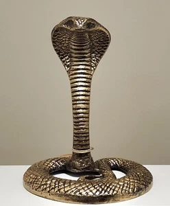AWESOME NEW BRONZE TONE METAL KING COBRA OFFICE DESKTOP FIGURINE DECOR ORNAMENT - Picture 1 of 14