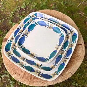 Vintage 60’s FIGGJO CLUPEA NORWAY Luncheon Plates TURI DESIGN Mid Century Fish - Bild 1 von 7
