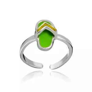 Sterling Silber grüne Emaille Flip Flop Zehenring - Bild 1 von 3