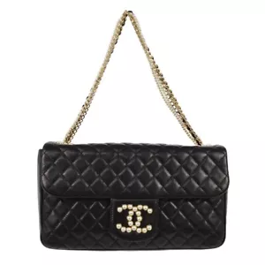 Chanel Black Lambskin Artificial Pearl Shoulder Bag XX02354 - Picture 1 of 8