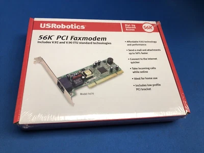NEW USRobotics 56K PCI Faxmodem (V.92  Standard Tech) 5670 - Image 1 of 3
