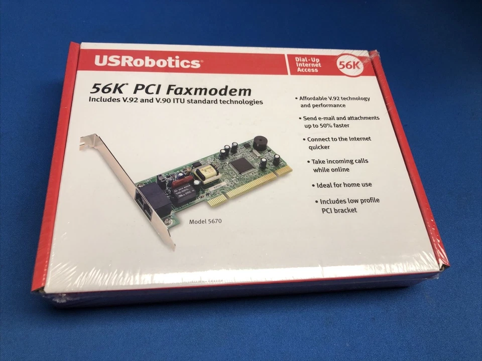 NEW USRobotics 56K PCI Faxmodem (V.92  Standard Tech) 5670 - Image 1 of 3