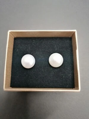 925er Sterling Silber Ohrringe Ohrstecker Süßwasser Perle 11 mm Ohrschmuck - Bild 1 von 4