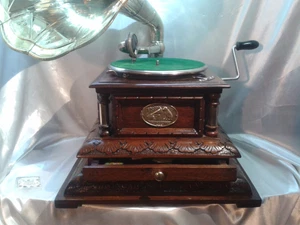 HMV Victor 1910s 1920s Rosewood Brass Gramophone 3 Tier Base Needle Drawer Etc - Picture 1 of 12