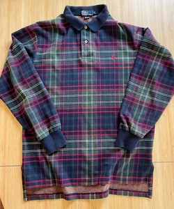 VTG Polo Ralph Lauren Mens Collared Plaid Long Sleeve Sz Large USA Made - Picture 1 of 5