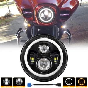 7"inch LED Projector DRL Hi/Lo Headlight For Softail Heritage Classic Fat Boy - Picture 1 of 5