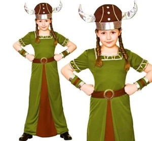 Child VIKING PRINCESS Fancy Dress Costume Nordic Girls Saxon Valkyrie 5-7ys Kids - Picture 1 of 4