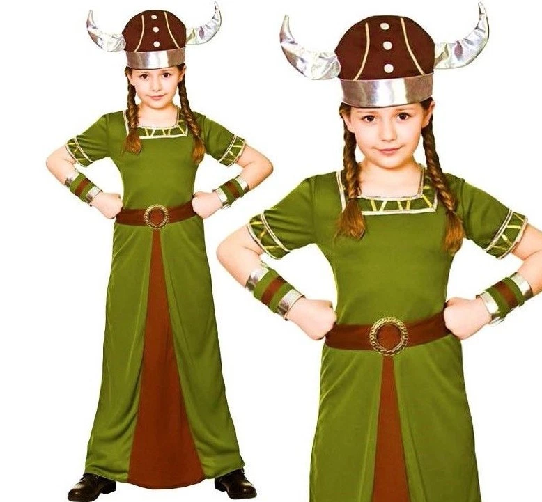 Child VIKING PRINCESS Fancy Dress Costume Nordic Girls Saxon Valkyrie 5-7ys Kids - Image 1 of 1