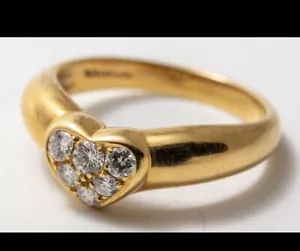 Tiffany & Co 18k Gold Heart Love Diamond Band Ring - Size 6.5 $2,200 Retail - Picture 1 of 7