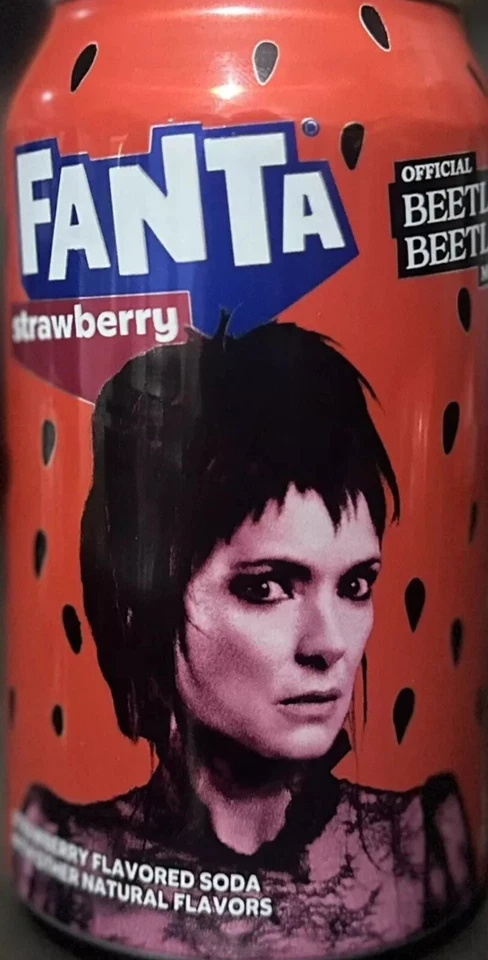 NEW LIMITED BEETLEJUICE LYDIA DEETZ (WINONA) STRAWBERRY FANTA SODA CAN 12FLOZ - Imagem 1 de 1