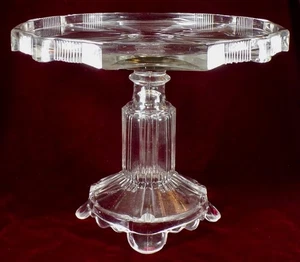 Clear Ribbon Cake Stand Adams & Co. #300 EAPG Glass 1882 Antique As Is - Picture 1 of 21