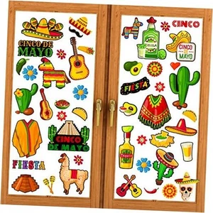80 Pieces Cinco De Mayo Window Clings Mexican Fiesta Party Stickers Cactus - Picture 1 of 8