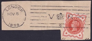 1887 JUBILÄUM SG197 1/2d VERMILION BIKERDIKE MASCHINENSTEMPEL VR 5 AM STÜCK - Bild 1 von 1