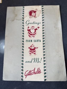 1950's Gottschalks Greetings From Santa And Me! Photograph Card 5 X 7 - Picture 1 of 4