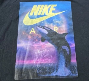 Nike Sportswear Air Orca Whales 90's Retro Men T-Shirt Tee Black Large Clean - Picture 1 of 4