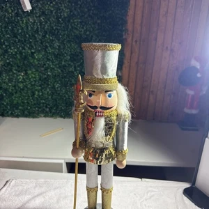 Figura Soldado Cascanueces Decorativa Decoración Navidad Plata Oro Lentejuelas - Imagen 1 de 5