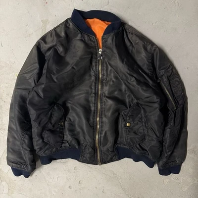 MA-1 Chaqueta de Vuelo Abrigo de Bombardero Militar Talla Mediana Negro/Naranja Reversible Foto 1 de 4