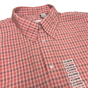Camisa Izod Para Hombres XL Rosa Salmón Seersucker Cuadros Abotonada Manga Corta Preppy - Imagen 1 de 12