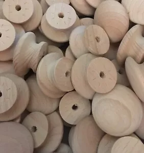 10 NEW UNFINISHED 1" ROUND WOOD CABINET KNOBS - Picture 1 of 4