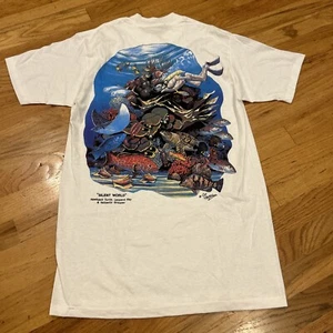 Vintage Environmental "Silent World" Diving Fish Ocean Medium Never Worn T Shirt - Picture 1 of 10