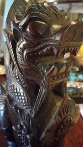 Antique Chinese Dragon/Foo Dog Wood Statue Sculpture. 5"x7" hand carved. - Picture 1 of 12