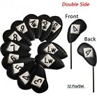 Deluxe Synthetic Leather Golf Iron Head Covers Club Headcover Set Waterproof