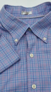 Peter Millar Men's Dress Shirt Men's XL Multicolored Check Cotton Silk Blend - Picture 1 of 8