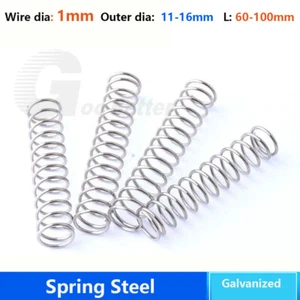 Compression Spring 1mm Wire Dia 11-16mm Diamete & 60-100mm Length Pressure Small - Picture 1 of 13