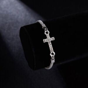Fashion Men Women Cross Zircon Adjustable Charm Bracelet Bangle Jewelry Gift New