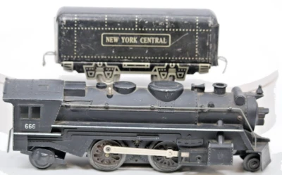 Marx O Gauge 666 Engine & NEW YORK CENTRAL TIN LITHO Tender 1:48 Scale Post War - Image 1 of 4