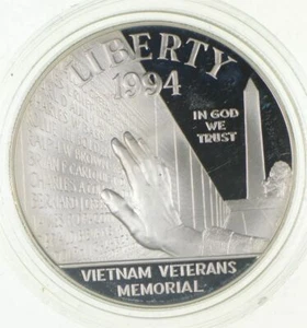 1994-P Proof Vietnam War Memorial Commemorative Silver Dollar $1 - Picture 1 of 3