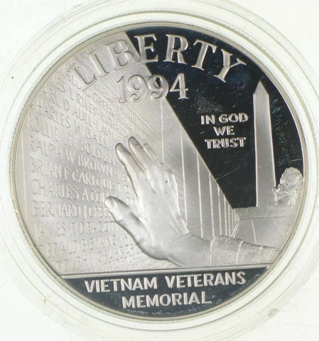 Proof 1994 Vietnam War Memorial Military - US Commemorative 90% Silver Dollar Cover