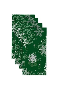 100% Milliken Polyester Winter Snowflakes Green 18" x 18" Napkins 1 Dozen - Picture 1 of 1