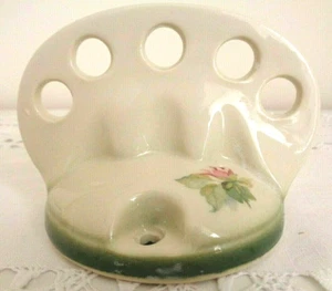 Vintage P & A Pottery Australia Ceramic Rose Design Wall Toothbrush Holder - Bild 1 von 6