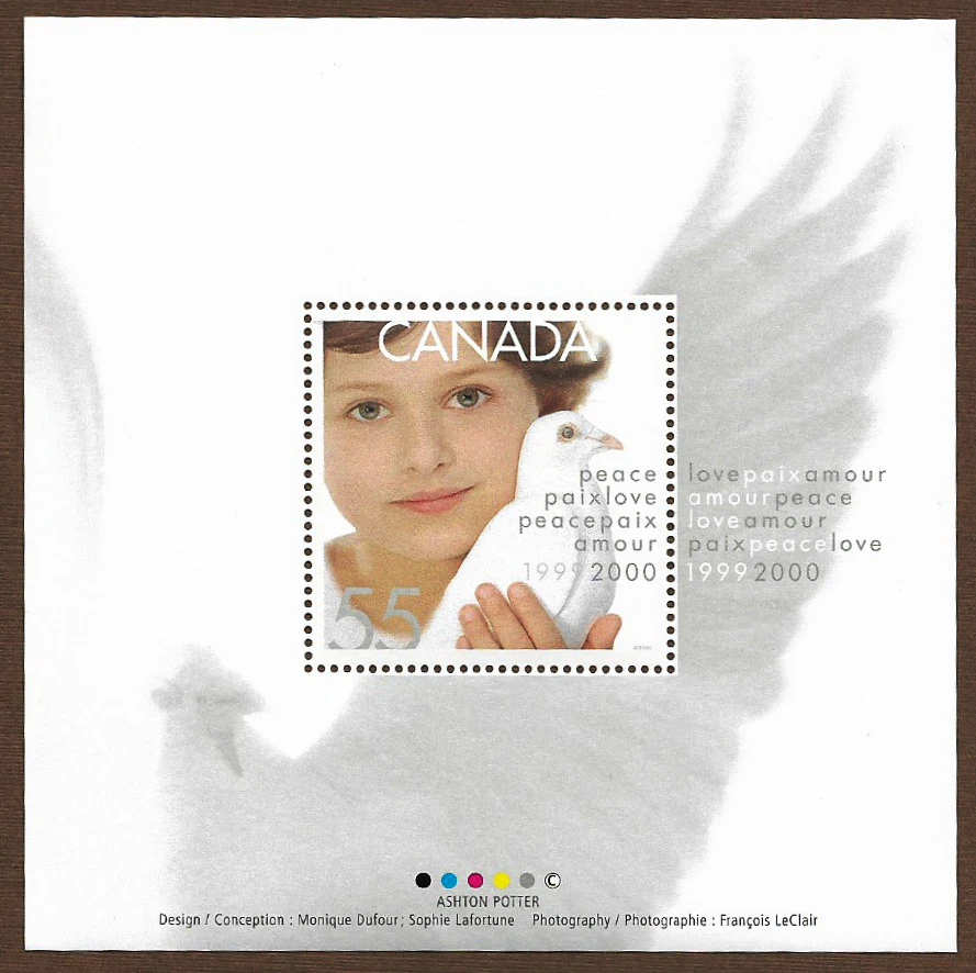 Canada Stamps — Souvenir Sheet — Millennium Issue: Child & Dove Peace #1813i MNH - Image 1 of 1