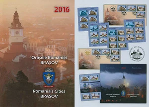 Rumänien 2016 Städte,Brasov,Kronstadt,Wappen Mi.7035-38,Zf.,KB,Block 651,FDC. - Bild 1 von 12