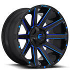 (4) 20x9 Fuel Wheels D644 Contra Gloss Black w Candy Blue Off Road (B41)