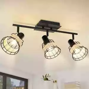 Rattan Weave Ceiling Light Modern Track Lighting Kit 1-6 Head Spotlight Kitchen - Picture 1 of 48