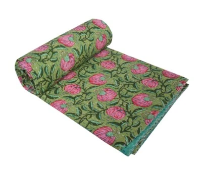 Индийское хлопковое одеяло ручной работы Kantha покрывало гудари - Изображение 1 из 4