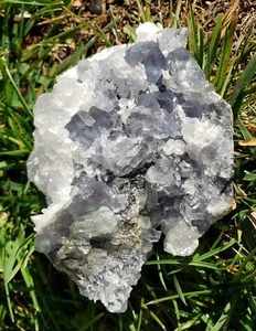 Purple Gray Fluorite Clear Calcite Quartz Pyrite Crystal UV Fluorescence Specime - Picture 1 of 13