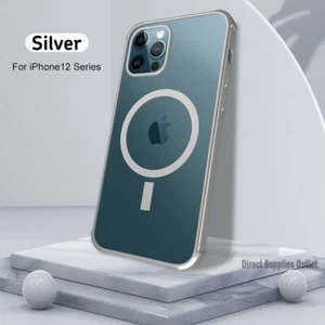 MegaSafe Clear Case iPhone 12/12Pro Transparent with Silver Ring & Silver Sides - Picture 1 of 8